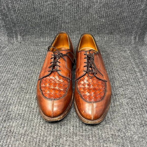 Allen Edmonds Hersey Woven Split Toe Brown Leather Oxfords Dress Shoes Mens 8.5D - Picture 2 of 9